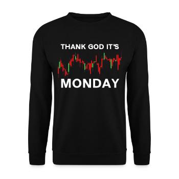 Dieu merci, c’est le jour du graphique boursier du lundi Marché boursier - Sweat-shirt Unisexe - noir - Devant - Alina (178cm) & Michal (187cm)