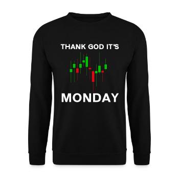 Dieu merci, c’est le jour du graphique boursier du lundi Marché boursier - Sweat-shirt Unisexe - noir - Devant - Alina (178cm) & Michal (187cm)
