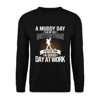 Schatzsucher Metal Detektor - Unisex Pullover - Schwarz - Vorne - Alina (178cm) & Michal (187cm)
