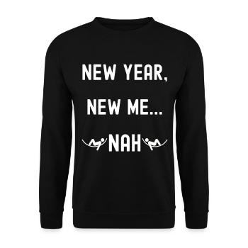Neues Jahr, neues Ich. nein - Unisex Pullover - Schwarz - Vorne - Alina (178cm) & Michal (187cm)