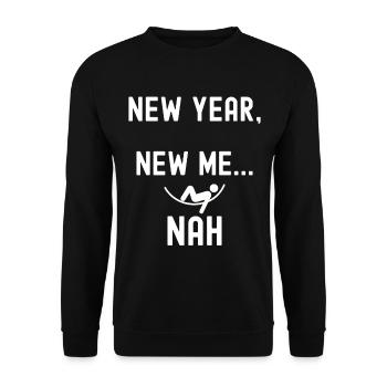 Neues Jahr, neues Ich. nein - Unisex Pullover - Schwarz - Vorne - Alina (178cm) & Michal (187cm)
