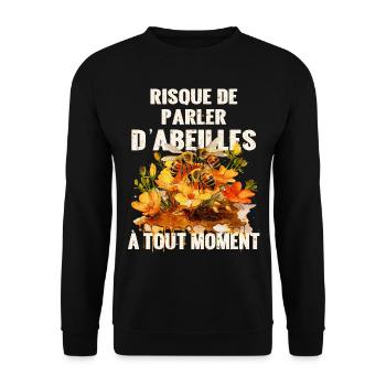 Apiculteur cadeau humour risque de parler abeilles - Sweat-shirt Unisexe - noir - Devant - Alina (178cm) & Michal (187cm)