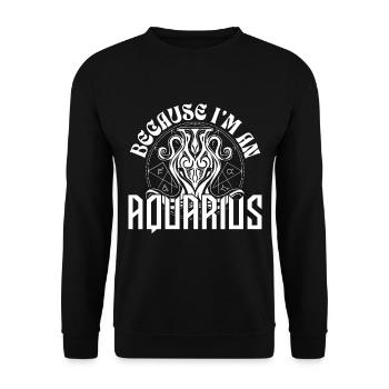 Weil ich ein Wassermann bin - Sternzeichen - Unisex Pullover - Schwarz - Vorne - Alina (178cm) & Michal (187cm)