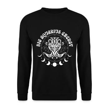 Große Energie des Wassermanns - Astrologie Sternzeichen - Unisex Pullover - Schwarz - Vorne - Alina (178cm) & Michal (187cm)