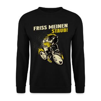Friss meinen Staub | Radsport Rennrad Shirt - Unisex Pullover - Schwarz - Vorne - Alina (178cm) & Michal (187cm)