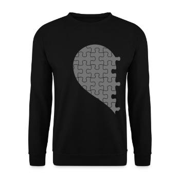 Matching Couples Half Heart Valentines Day Gray 2 - Unisex Sweatshirt - black - Front - Alina (178cm) & Michal (187cm)