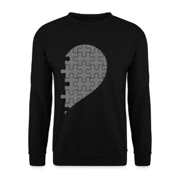 Passende Paare Halbherz Valentinstag Grau 1 - Unisex Pullover - Schwarz - Vorne - Alina (178cm) & Michal (187cm)