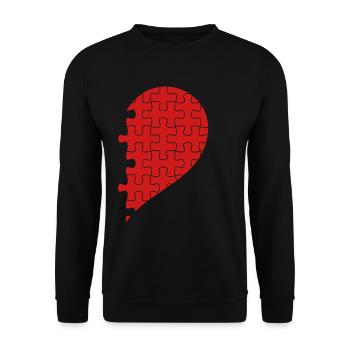 Passende Paare Halbherz Valentinstag Rot 1 - Unisex Pullover - Schwarz - Vorne - Alina (178cm) & Michal (187cm)