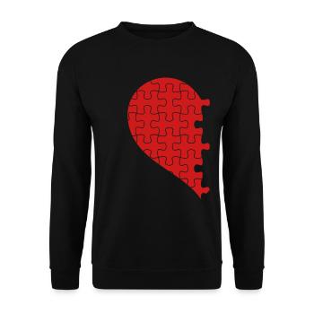 Passende Paare Halbherz Valentinstag Rot 2 - Unisex Pullover - Schwarz - Vorne - Alina (178cm) & Michal (187cm)