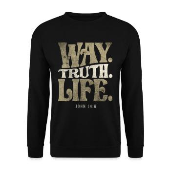 Way Truth Life - John 14:6 Bible Verse Christian - Unisex Sweatshirt - black - Front - Alina (178cm) & Michal (187cm)
