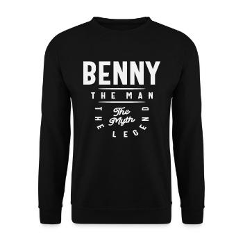 Benny The man The Myth The Legend Name Benny - Unisex Sweatshirt - black - Front - Alina (178cm) & Michal (187cm)