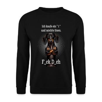 Ich kaufe ein i und möchte lösen - F... dich - Unisex Pullover - Schwarz - Vorne - Alina (178cm) & Michal (187cm)