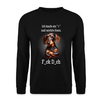 Ich kaufe ein i und möchte lösen - F... dich - Unisex Pullover - Schwarz - Vorne - Alina (178cm) & Michal (187cm)