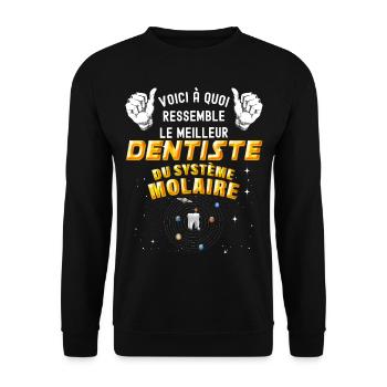 Male Dentist Solar Molar System - Unisex Sweatshirt - black - Front - Alina (178cm) & Michal (187cm)