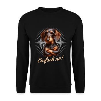 Einfach nö! Nein! - Dackel Teckel - Unisex Pullover - Schwarz - Vorne - Alina (178cm) & Michal (187cm)