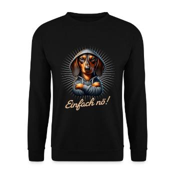 Einfach nö! Nein! - Dackel Teckel - Unisex Pullover - Schwarz - Vorne - Alina (178cm) & Michal (187cm)