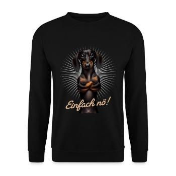 Einfach nö! Nein! - Dackel Teckel - Unisex Pullover - Schwarz - Vorne - Alina (178cm) & Michal (187cm)
