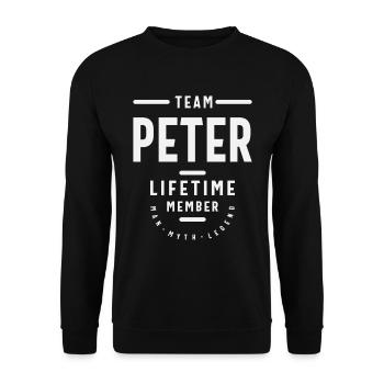 Team Peter Lifetime Member - Name Peter - Unisex Sweatshirt - black - Front - Alina (178cm) & Michal (187cm)