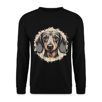 Dackel Teckel Kurzhaardackel Dachshund - Unisex Pullover - Schwarz - Vorne - Alina (178cm) & Michal (187cm)
