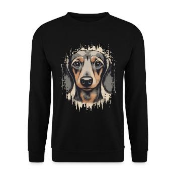 Dackel Teckel Kurzhaardackel Dachshund - Unisex Pullover - Schwarz - Vorne - Alina (178cm) & Michal (187cm)