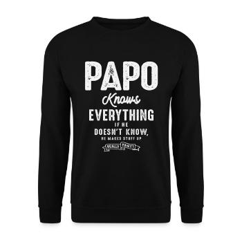 Papo Knows Everything - Father's Day - Unisex Sweatshirt - black - Front - Alina (178cm) & Michal (187cm)