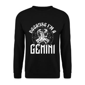 Because I'm a Gemini Zodiac Astrology Birthday - Unisex Sweatshirt - black - Front - Alina (178cm) & Michal (187cm)