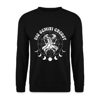 Grande Energie des Jumeaux - Signe Astrologique Zodiaque - Sweat-shirt Unisexe - noir - Devant - Alina (178cm) & Michal (187cm)