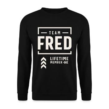 Team Fred Lifetime Member Funny Name Fred - Unisex Sweatshirt - black - Front - Alina (178cm) & Michal (187cm)