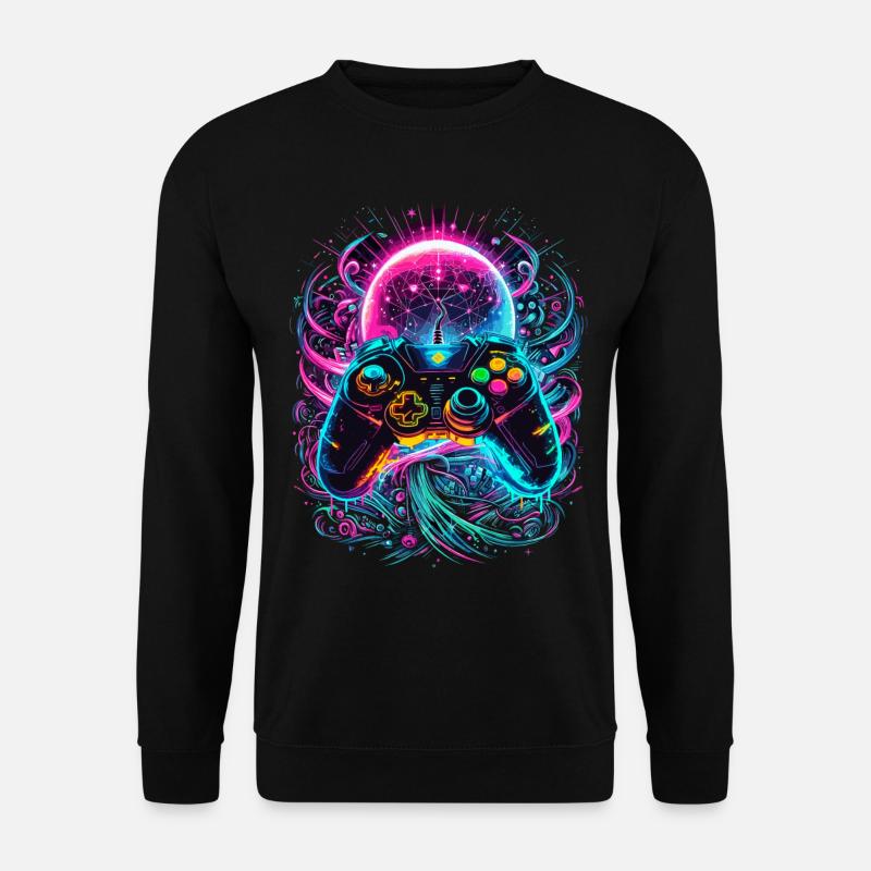 Synthwave Cyberpunk Gaming Controller - Unisex Pullover - Schwarz