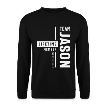 Team Jason Lifetime Member Funny Name Jason - Unisex Sweatshirt - black - Front - Alina (178cm) & Michal (187cm)