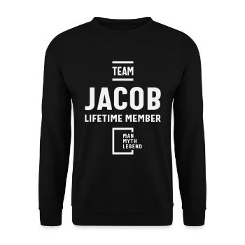 Team Jacob Lifetime Member Funny Name Jacob - Unisex Sweatshirt - black - Front - Alina (178cm) & Michal (187cm)