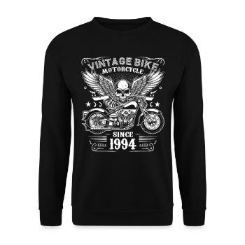 1994 Vintage Motorcycle Biker Birthday Born In 1994 - Unisex Sweatshirt - black - Front - Alina (178cm) & Michal (187cm)
