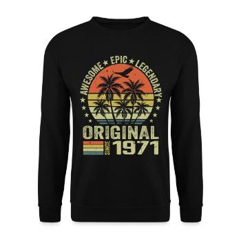 Birthday Party 1971 Vintage 1971 Retro 1971 - Unisex Sweatshirt - black - Front - Alina (178cm) & Michal (187cm)