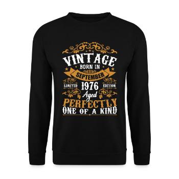 1976 September 1976 48th Anniversary Gift 1976 - Unisex Sweatshirt - black - Front - Alina (178cm) & Michal (187cm)