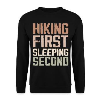Hiking First Sleeping Second, Hiking Coach Instruc - Unisex Sweatshirt - black - Front - Alina (178cm) & Michal (187cm)