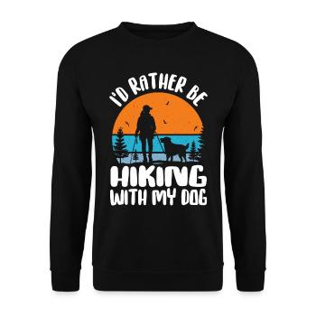 Ich werde lieber mit meinem Hund wandern Hund Liebhaber & Wandern - Unisex Pullover - Schwarz - Vorne - Alina (178cm) & Michal (187cm)