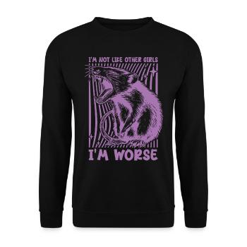 Possum I'm Not Like Other Girls I'm Worse Funny - Unisex Sweatshirt - black - Front - Alina (178cm) & Michal (187cm)