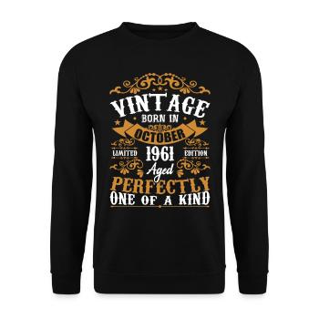 1961 Retro 1961 Octobre Anniversaire Octobre 1961 - Sweat-shirt Unisexe - noir - Devant - Alina (178cm) & Michal (187cm)