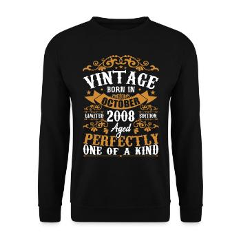 2008 Retro 2008 Octobre Anniversaire Octobre 2008 - Sweat-shirt Unisexe - noir - Devant - Alina (178cm) & Michal (187cm)