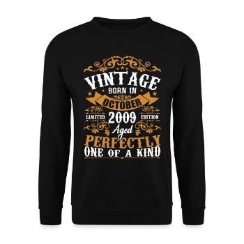 2009 Retro 2009 Octobre Anniversaire Octobre 2009 - Sweat-shirt Unisexe - noir - Devant - Alina (178cm) & Michal (187cm)