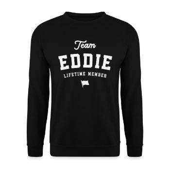 Team Eddie Lifetime Member Funny Name Eddie - Unisex Sweatshirt - black - Front - Alina (178cm) & Michal (187cm)