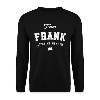 Team Frank Lifetime Member Funny Name Frank - Unisex Sweatshirt - black - Front - Alina (178cm) & Michal (187cm)