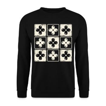 Retro bunte karierte Blumen süße Boho Blumen - Unisex Pullover - Schwarz - Vorne - Alina (178cm) & Michal (187cm)