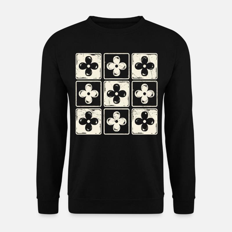 Retro bunte karierte Blumen süße Boho Blumen - Unisex Pullover - Schwarz