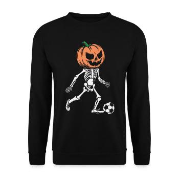 Skeleton Soccer Player - Sports Vibe Halloween - Unisex Sweatshirt - black - Front - Alina (178cm) & Michal (187cm)