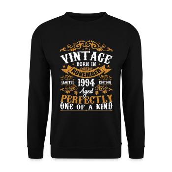 Vintage November 1994 Anniversary November 1994 - Unisex Sweatshirt - black - Front - Alina (178cm) & Michal (187cm)