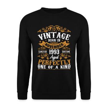 Vintage November 1993 Anniversary November 1993 - Unisex Sweatshirt - black - Front - Alina (178cm) & Michal (187cm)