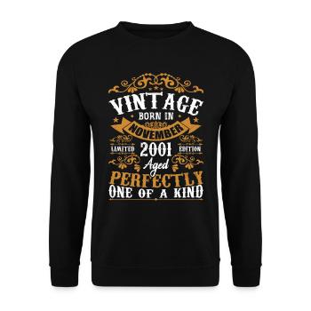 Vintage November 2001 Anniversary November 2001 - Unisex Sweatshirt - black - Front - Alina (178cm) & Michal (187cm)