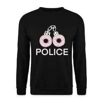Polizei - Donut Handschellen - Unisex Pullover - Schwarz - Vorne - Alina (178cm) & Michal (187cm)