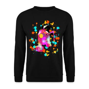 Gasmaske im Graffiti Stil - Atemschutz - Unisex Pullover - Schwarz - Vorne - Alina (178cm) & Michal (187cm)